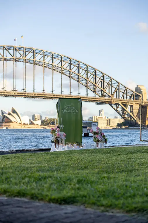 Forever Starts Here banner with Sydney Harbour Bridge backdrop