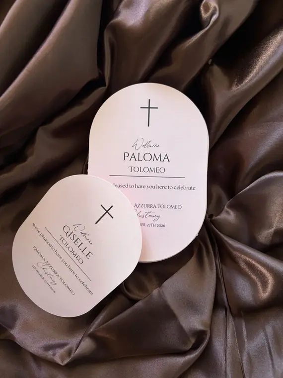 Paloma and Giselle Tolomeo christening invitations