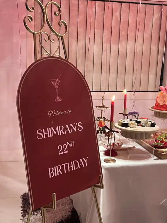 Shimran's 22nd birthday easel sign