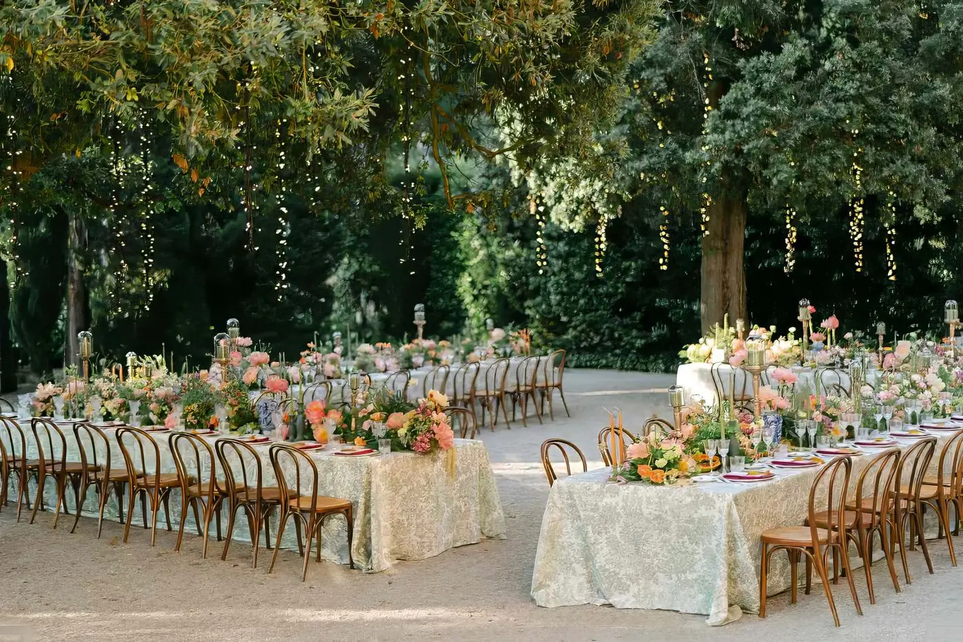 The same space, fully styled for a wedding reception